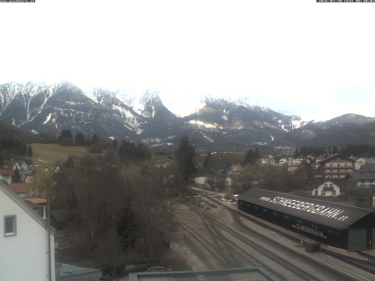 Archiv Foto Webcam Bahnhof in Puchberg am Schneeberg and Schneeberg Panorama