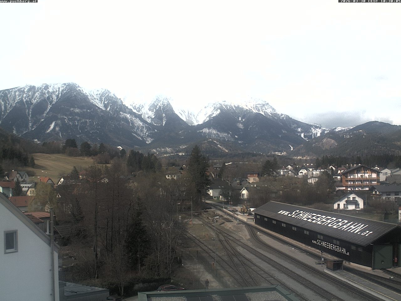 Archiv Foto Webcam Bahnhof in Puchberg am Schneeberg and Schneeberg Panorama