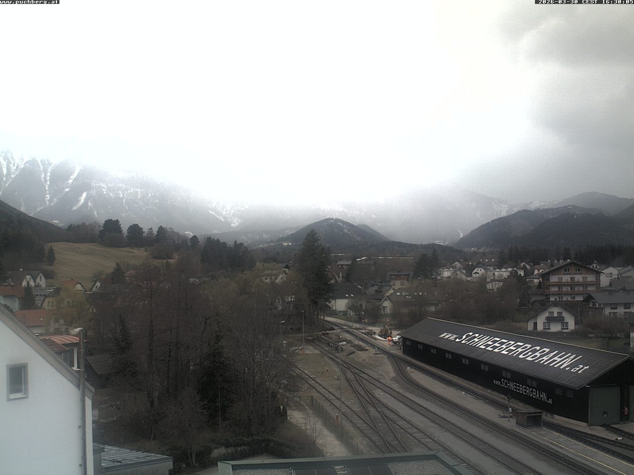Archiv Foto Webcam Bahnhof in Puchberg am Schneeberg and Schneeberg Panorama