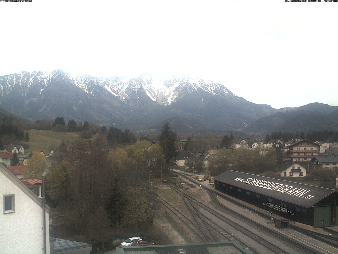 Archiv Foto Webcam Bahnhof in Puchberg am Schneeberg and Schneeberg Panorama