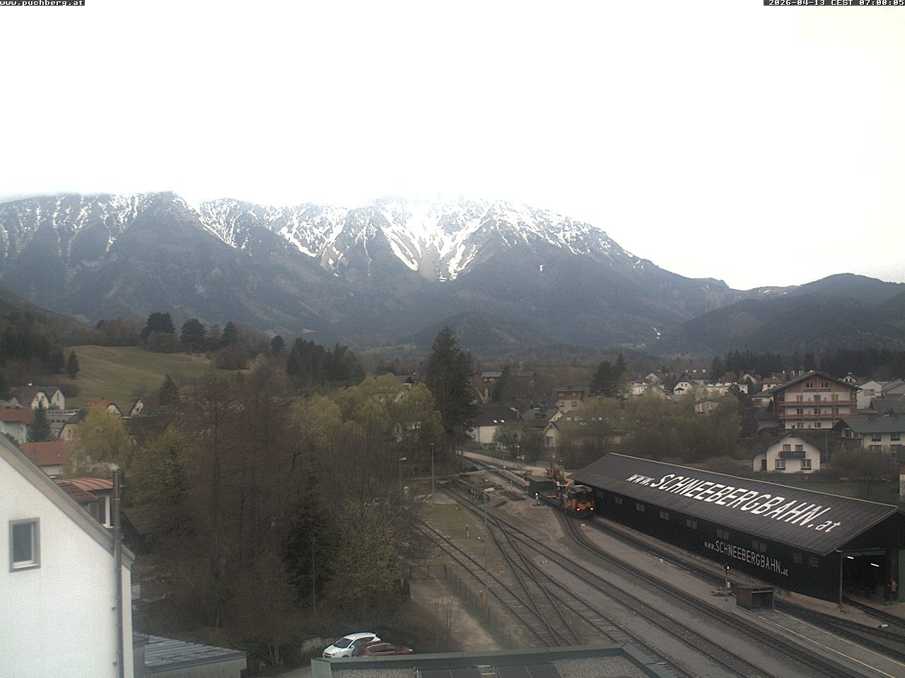 Archiv Foto Webcam Bahnhof in Puchberg am Schneeberg and Schneeberg Panorama