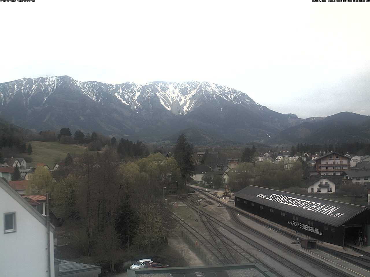 Archiv Foto Webcam Bahnhof in Puchberg am Schneeberg and Schneeberg Panorama