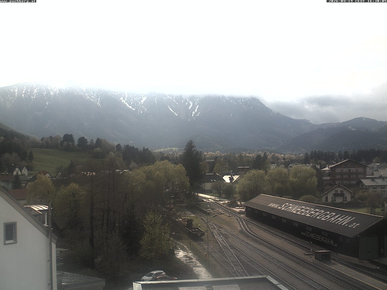 Archiv Foto Webcam Bahnhof in Puchberg am Schneeberg and Schneeberg Panorama