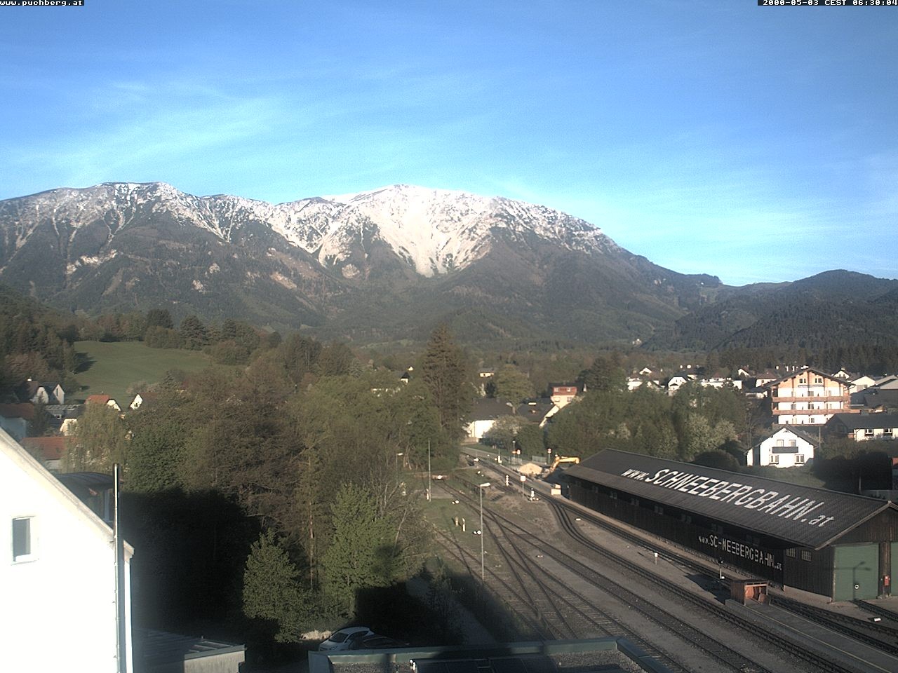 Archiv Foto Webcam Bahnhof in Puchberg am Schneeberg and Schneeberg Panorama