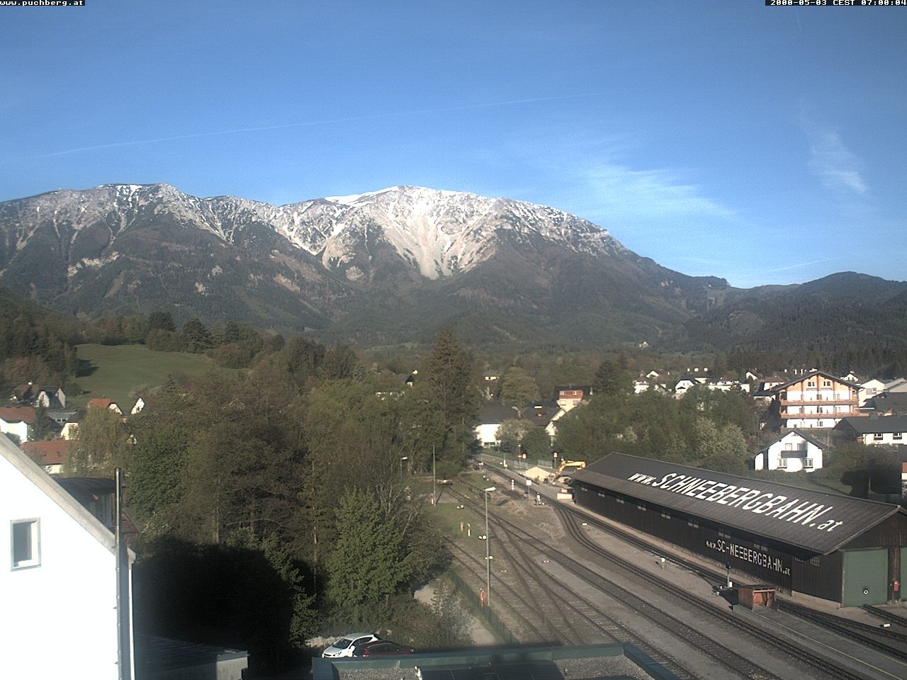 Archiv Foto Webcam Bahnhof in Puchberg am Schneeberg and Schneeberg Panorama