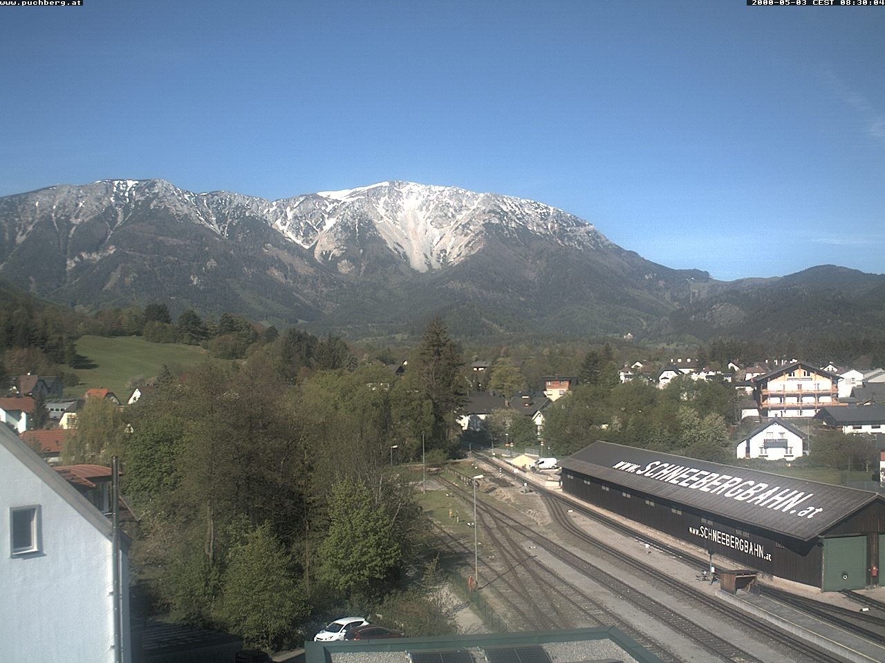Archiv Foto Webcam Bahnhof in Puchberg am Schneeberg and Schneeberg Panorama