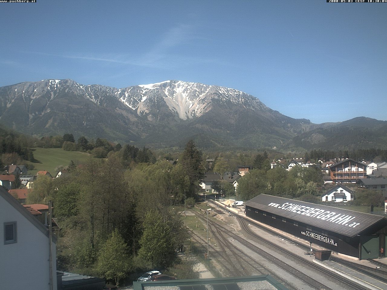 Archiv Foto Webcam Bahnhof in Puchberg am Schneeberg and Schneeberg Panorama