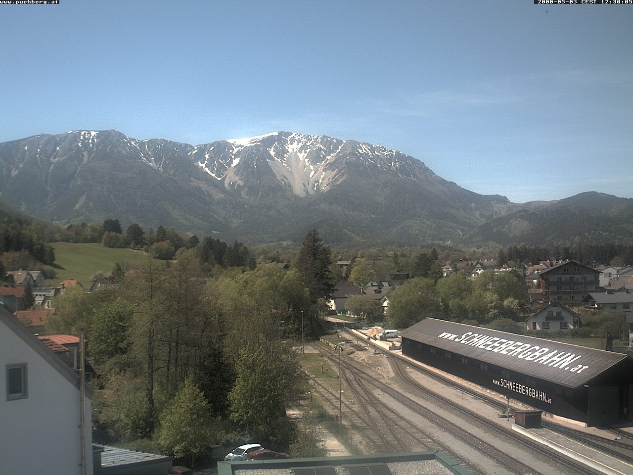 Archiv Foto Webcam Bahnhof in Puchberg am Schneeberg and Schneeberg Panorama