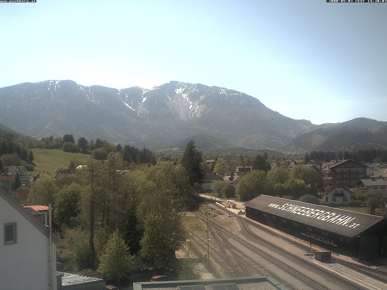 Archiv Foto Webcam Bahnhof in Puchberg am Schneeberg and Schneeberg Panorama