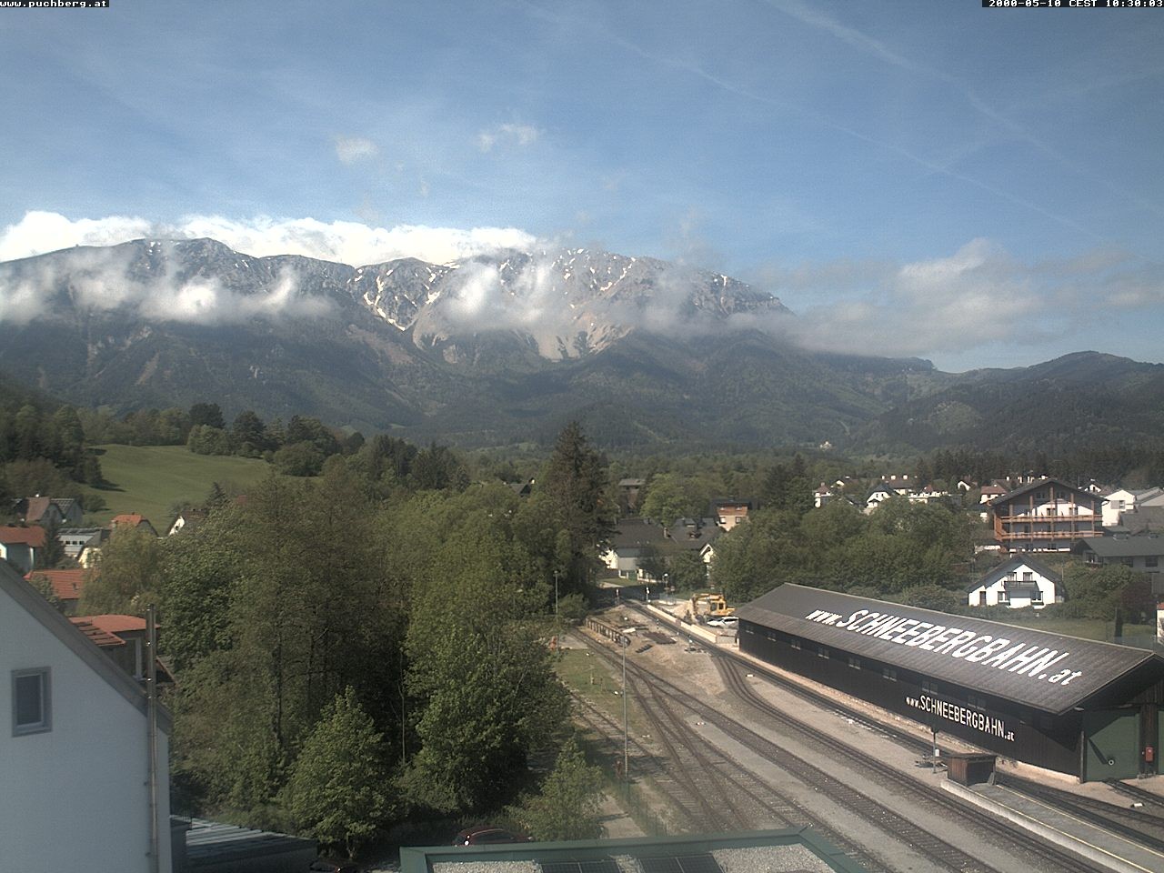 Archiv Foto Webcam Bahnhof in Puchberg am Schneeberg and Schneeberg Panorama