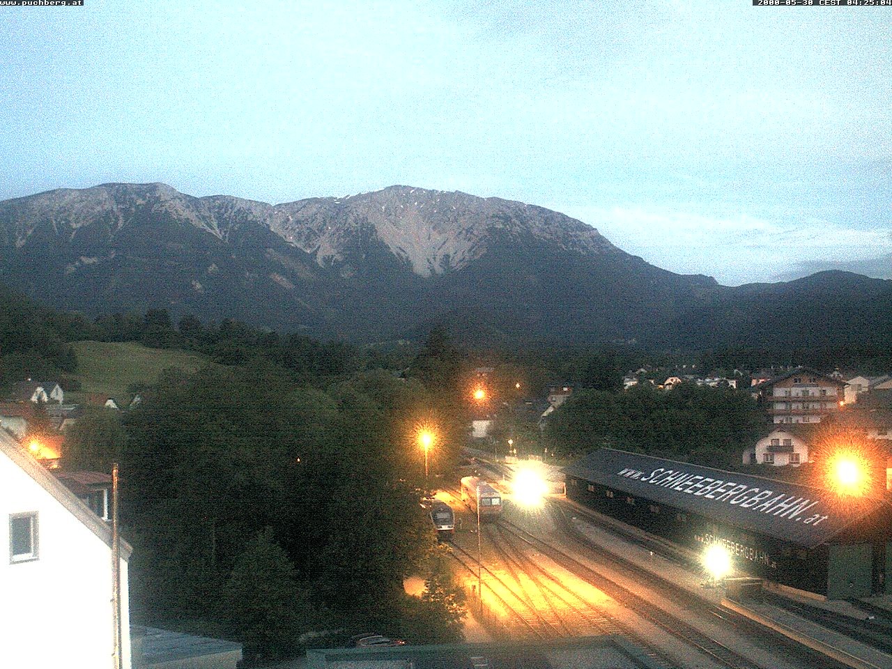 Archiv Foto Webcam Bahnhof in Puchberg am Schneeberg and Schneeberg Panorama