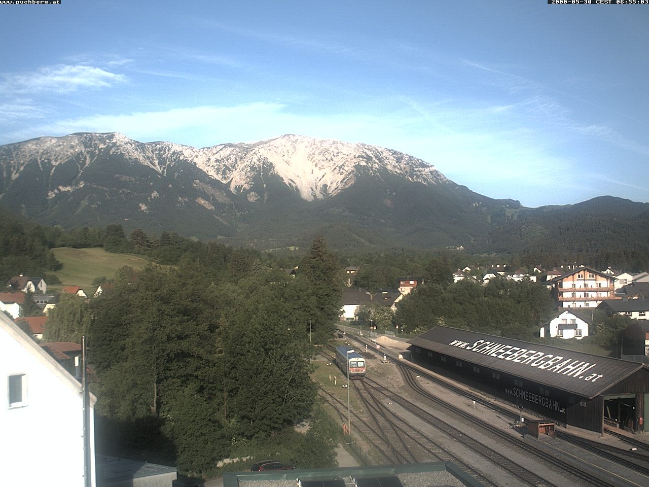 Archiv Foto Webcam Bahnhof in Puchberg am Schneeberg and Schneeberg Panorama