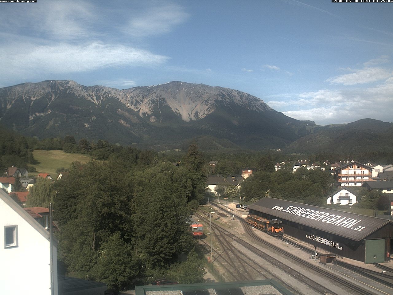 Archiv Foto Webcam Bahnhof in Puchberg am Schneeberg and Schneeberg Panorama