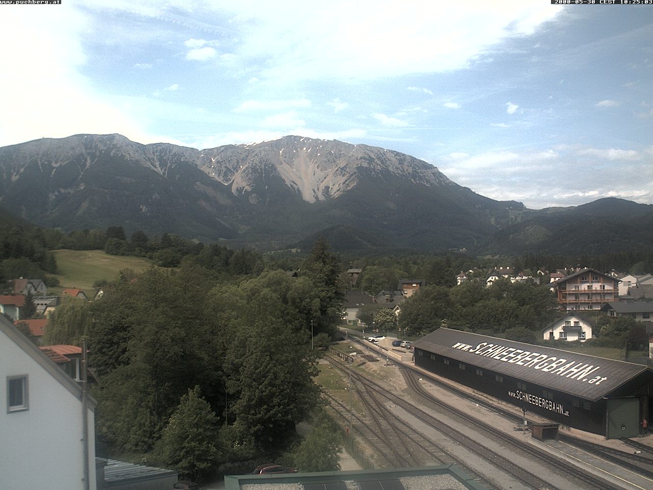 Archiv Foto Webcam Bahnhof in Puchberg am Schneeberg and Schneeberg Panorama