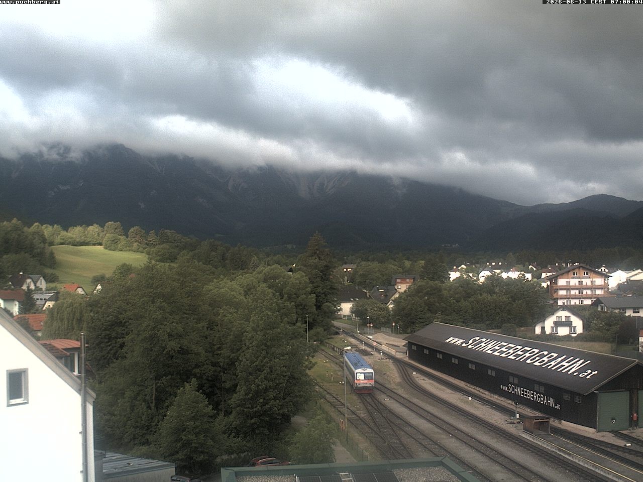 Archiv Foto Webcam Bahnhof in Puchberg am Schneeberg and Schneeberg Panorama