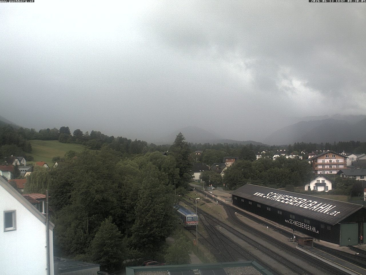 Archiv Foto Webcam Bahnhof in Puchberg am Schneeberg and Schneeberg Panorama