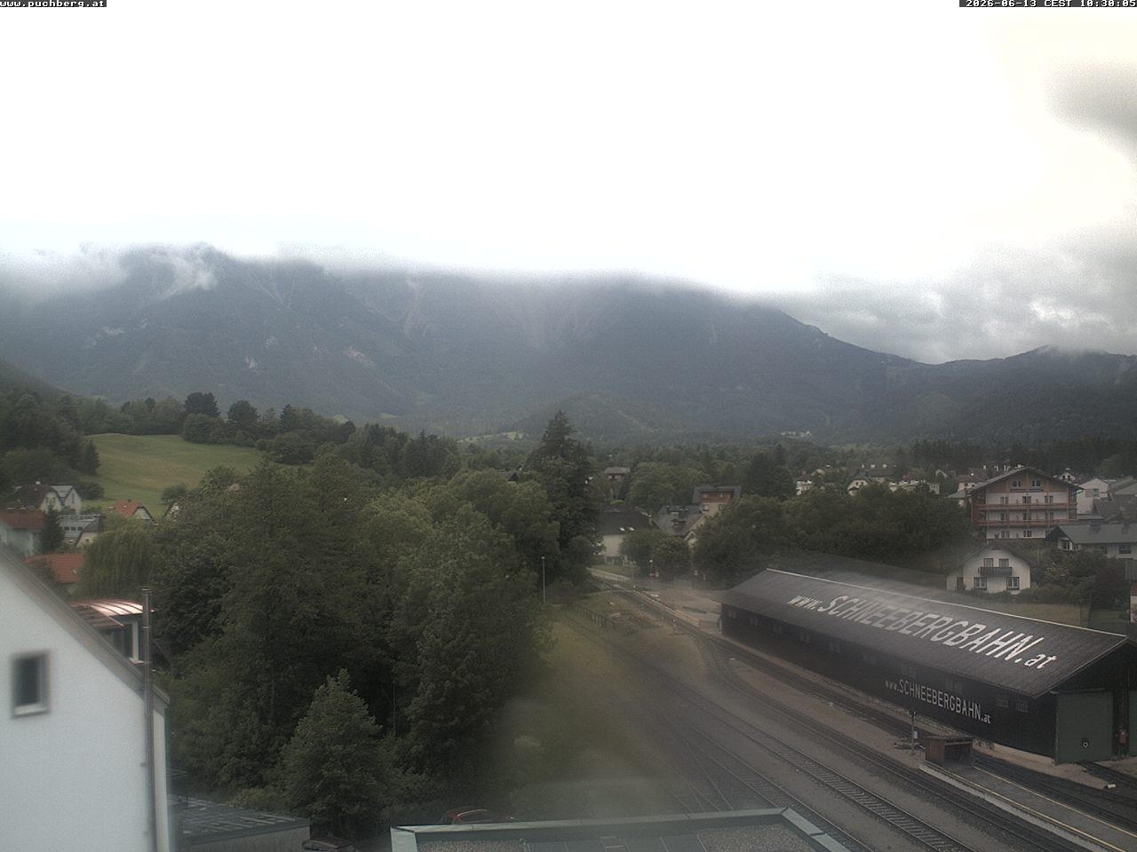 Archiv Foto Webcam Bahnhof in Puchberg am Schneeberg and Schneeberg Panorama