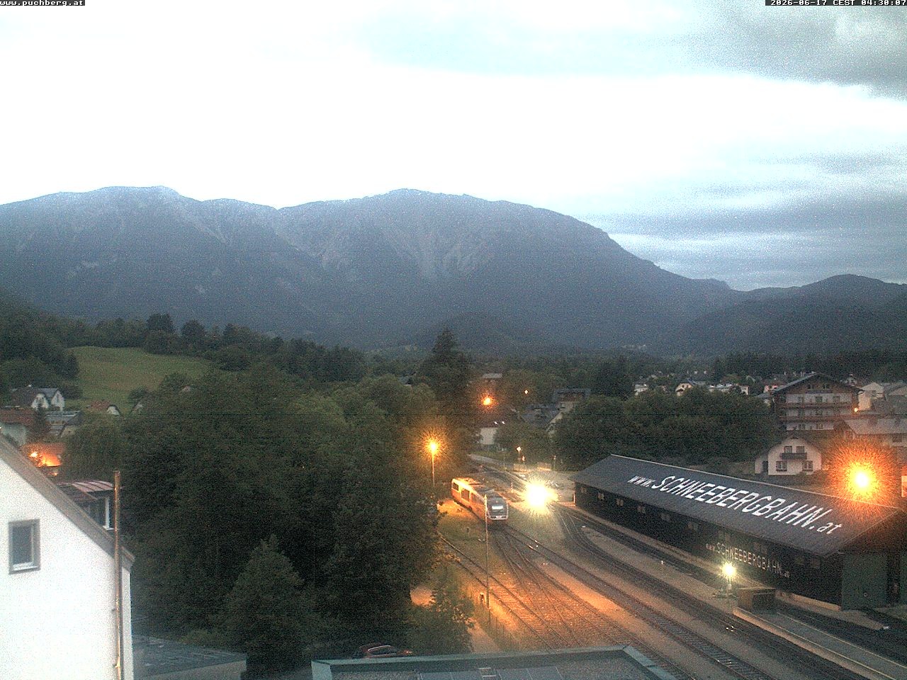 Archiv Foto Webcam Bahnhof in Puchberg am Schneeberg and Schneeberg Panorama
