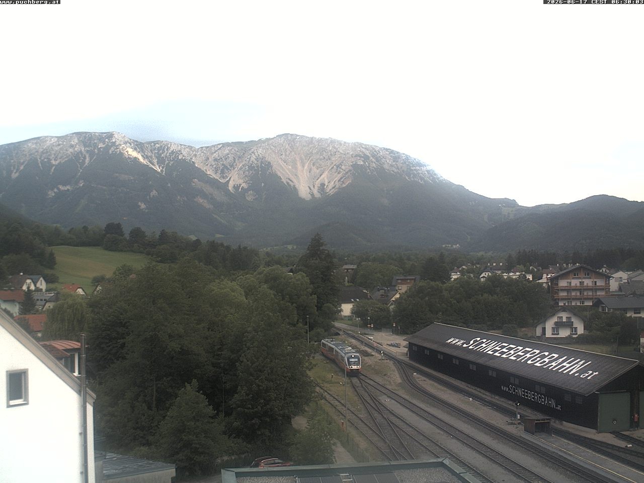 Archiv Foto Webcam Bahnhof in Puchberg am Schneeberg and Schneeberg Panorama