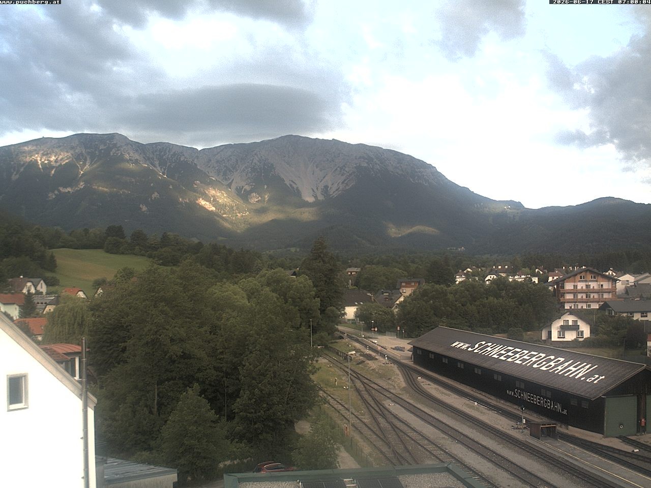 Archiv Foto Webcam Bahnhof in Puchberg am Schneeberg and Schneeberg Panorama