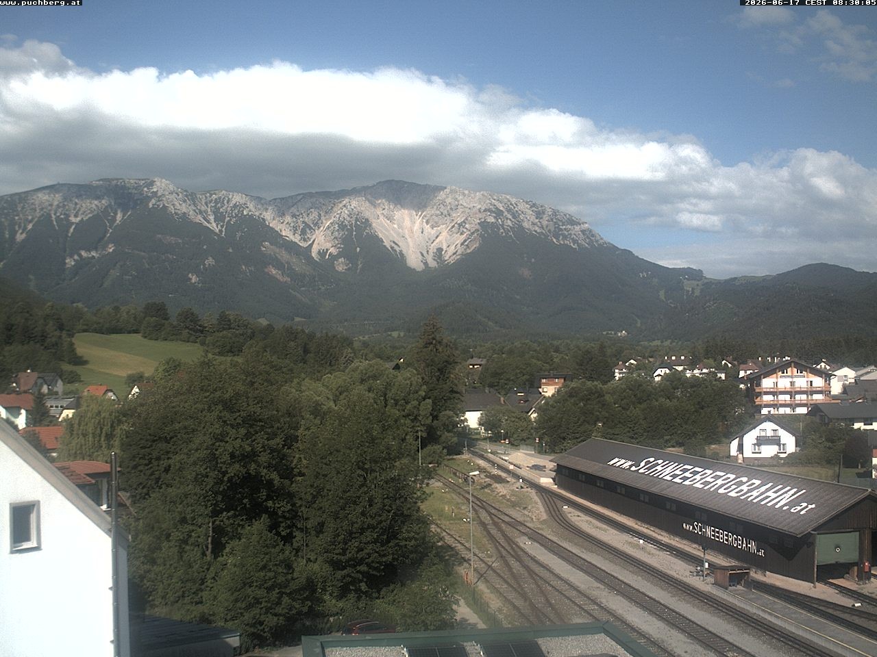 Archiv Foto Webcam Bahnhof in Puchberg am Schneeberg and Schneeberg Panorama