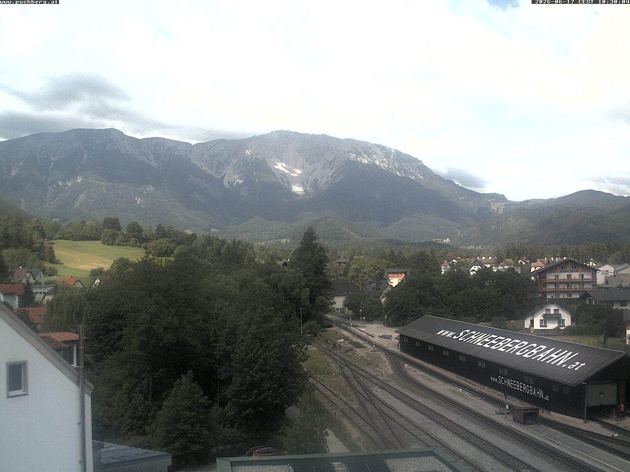 Archiv Foto Webcam Bahnhof in Puchberg am Schneeberg and Schneeberg Panorama