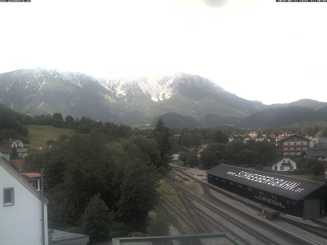 Archiv Foto Webcam Bahnhof in Puchberg am Schneeberg and Schneeberg Panorama