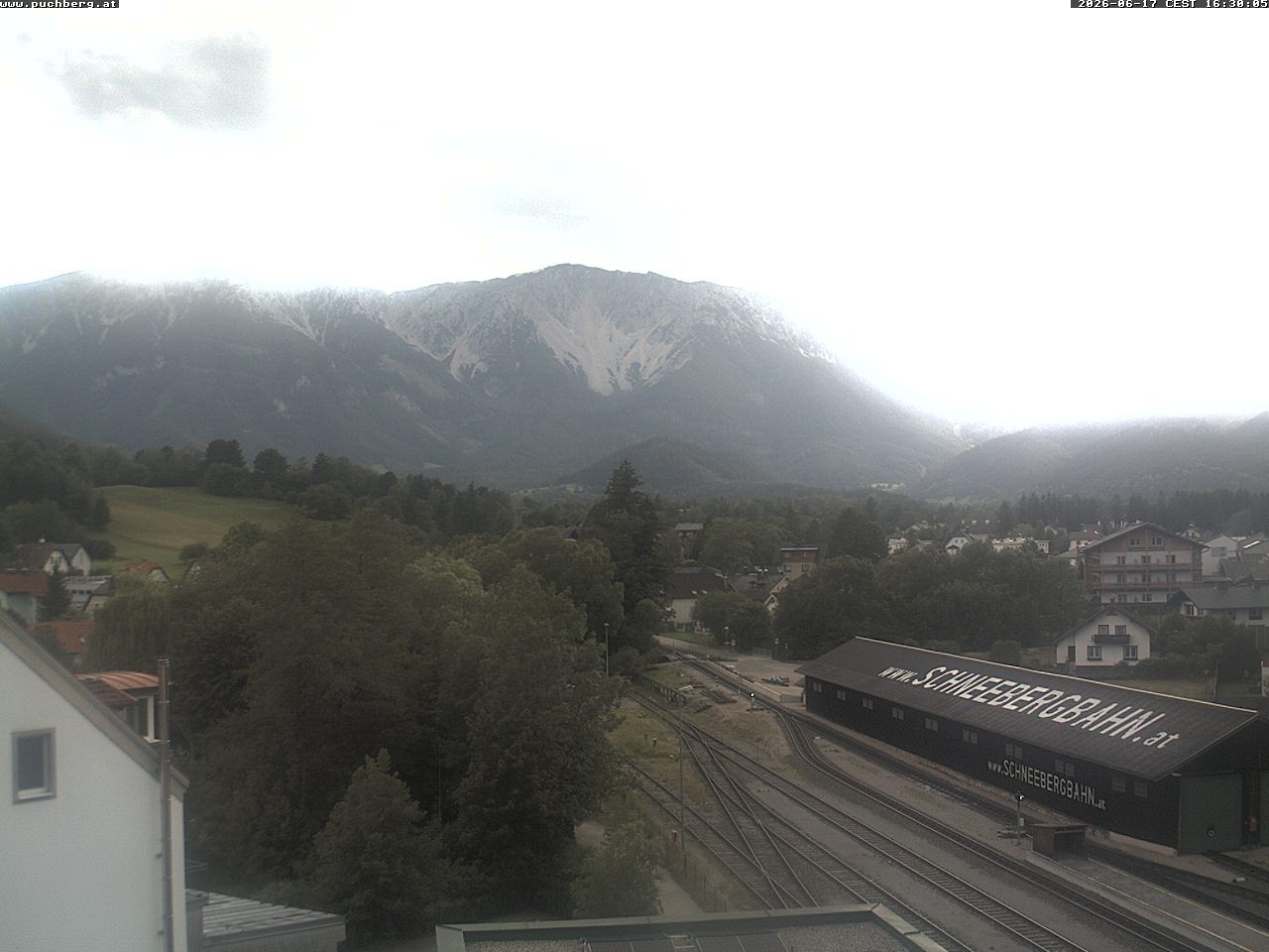 Archiv Foto Webcam Bahnhof in Puchberg am Schneeberg and Schneeberg Panorama