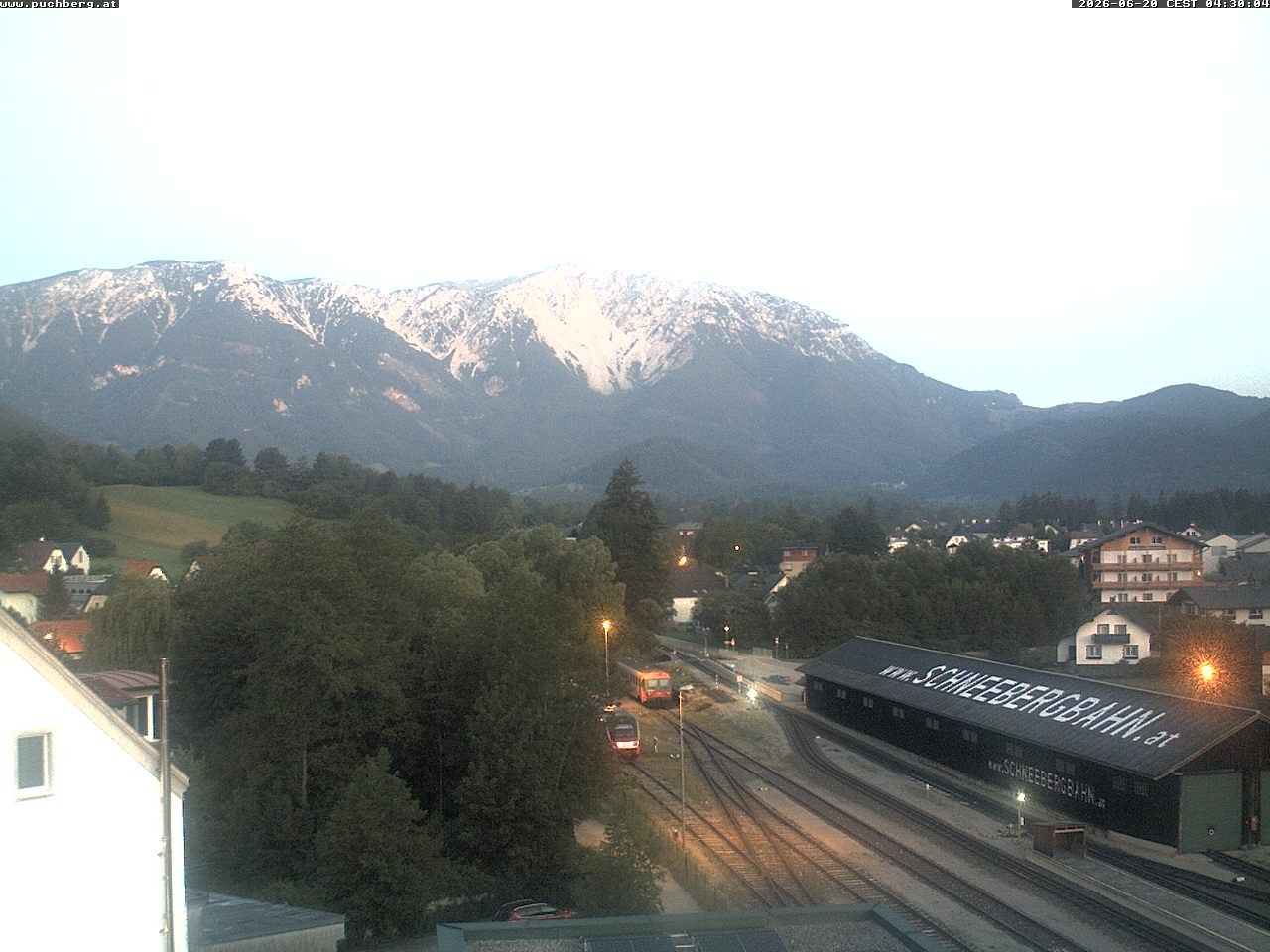 Archiv Foto Webcam Bahnhof in Puchberg am Schneeberg and Schneeberg Panorama