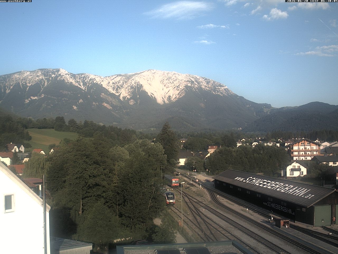 Archiv Foto Webcam Bahnhof in Puchberg am Schneeberg and Schneeberg Panorama