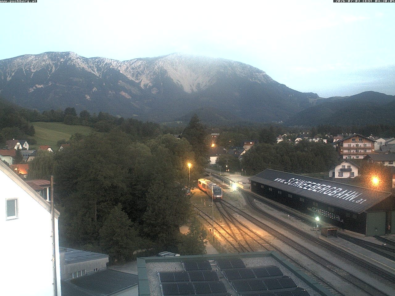 Archiv Foto Webcam Bahnhof in Puchberg am Schneeberg and Schneeberg Panorama