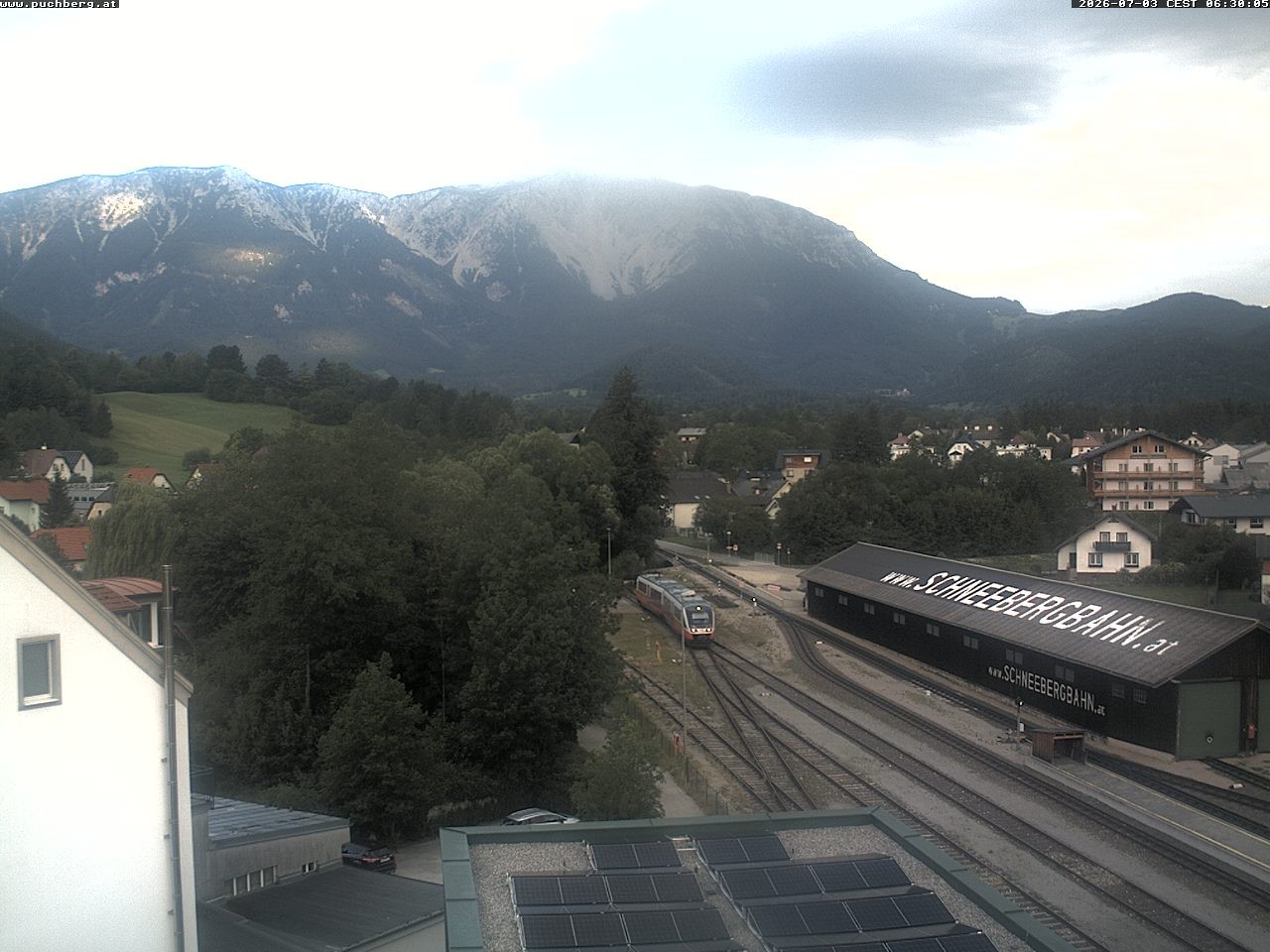 Archiv Foto Webcam Bahnhof in Puchberg am Schneeberg and Schneeberg Panorama