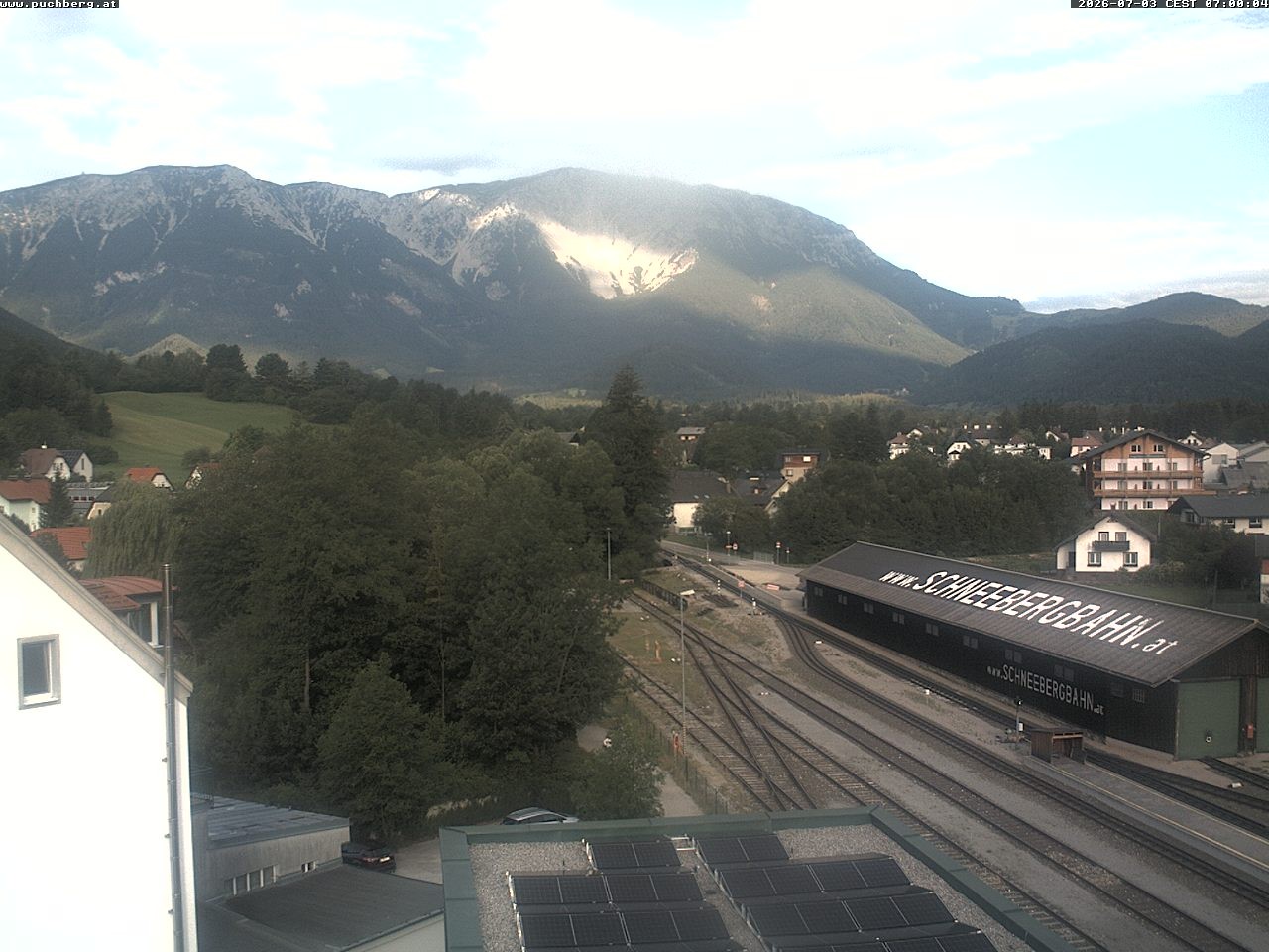 Archiv Foto Webcam Bahnhof in Puchberg am Schneeberg and Schneeberg Panorama