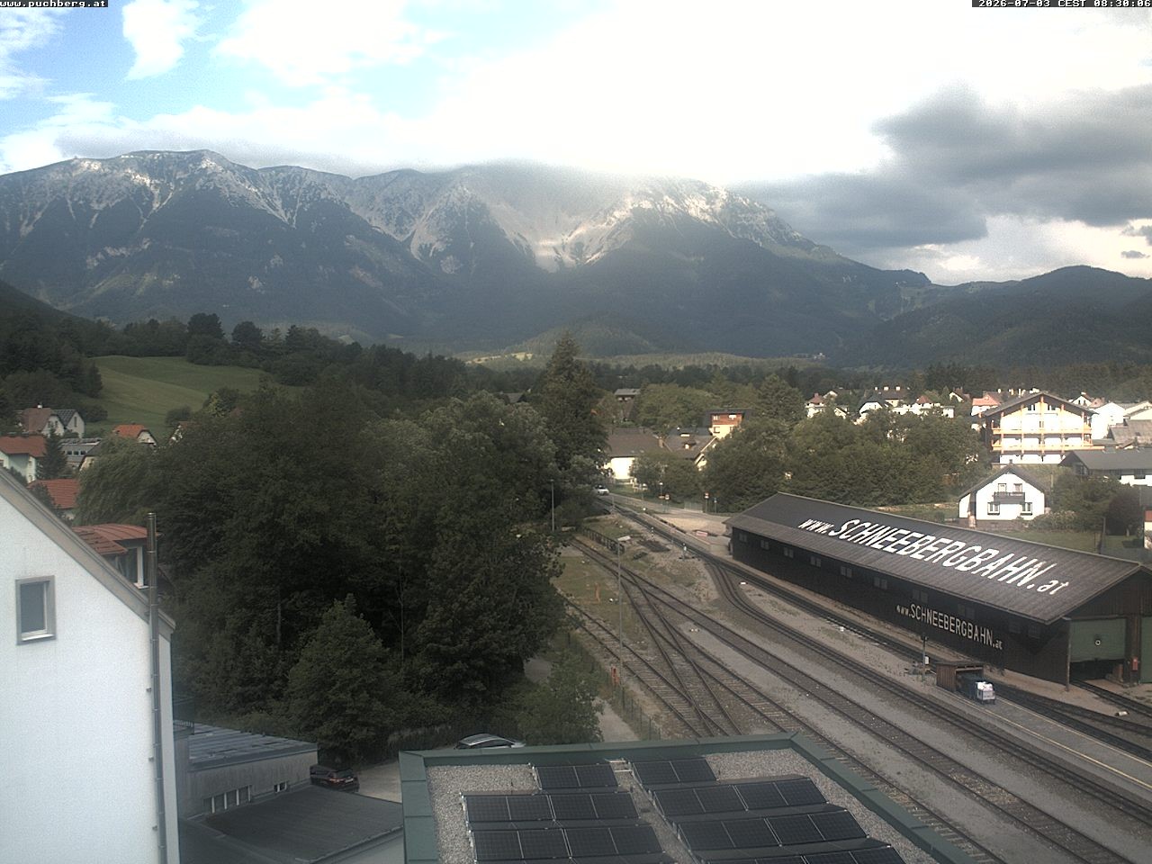 Archiv Foto Webcam Bahnhof in Puchberg am Schneeberg and Schneeberg Panorama
