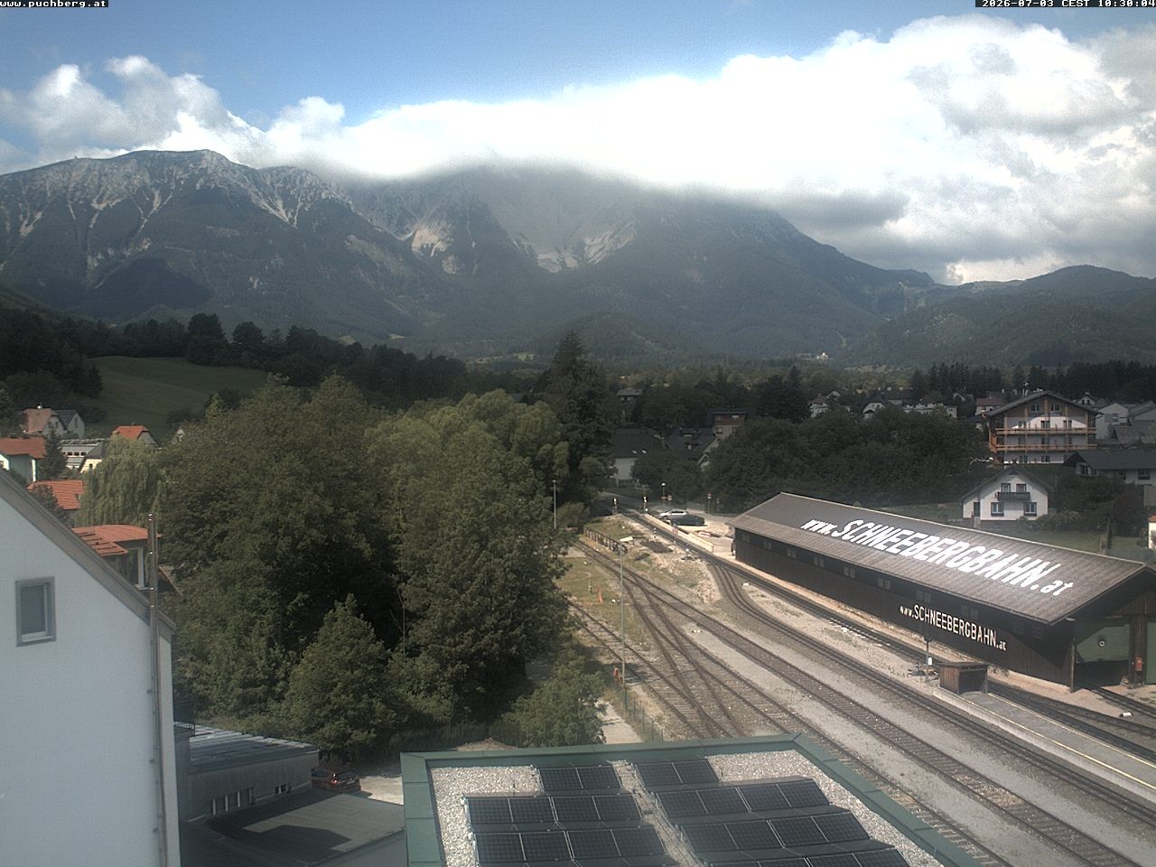 Archiv Foto Webcam Bahnhof in Puchberg am Schneeberg and Schneeberg Panorama