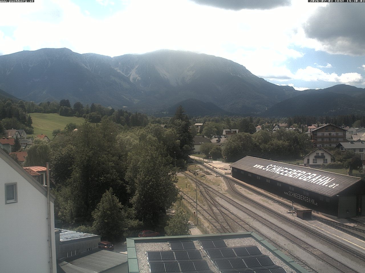 Archiv Foto Webcam Bahnhof in Puchberg am Schneeberg and Schneeberg Panorama