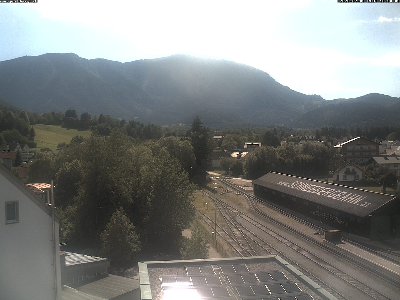 Archiv Foto Webcam Bahnhof in Puchberg am Schneeberg and Schneeberg Panorama