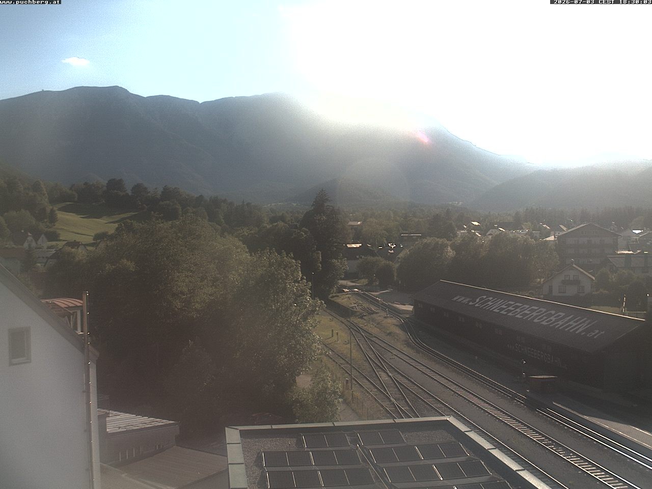 Archiv Foto Webcam Bahnhof in Puchberg am Schneeberg and Schneeberg Panorama