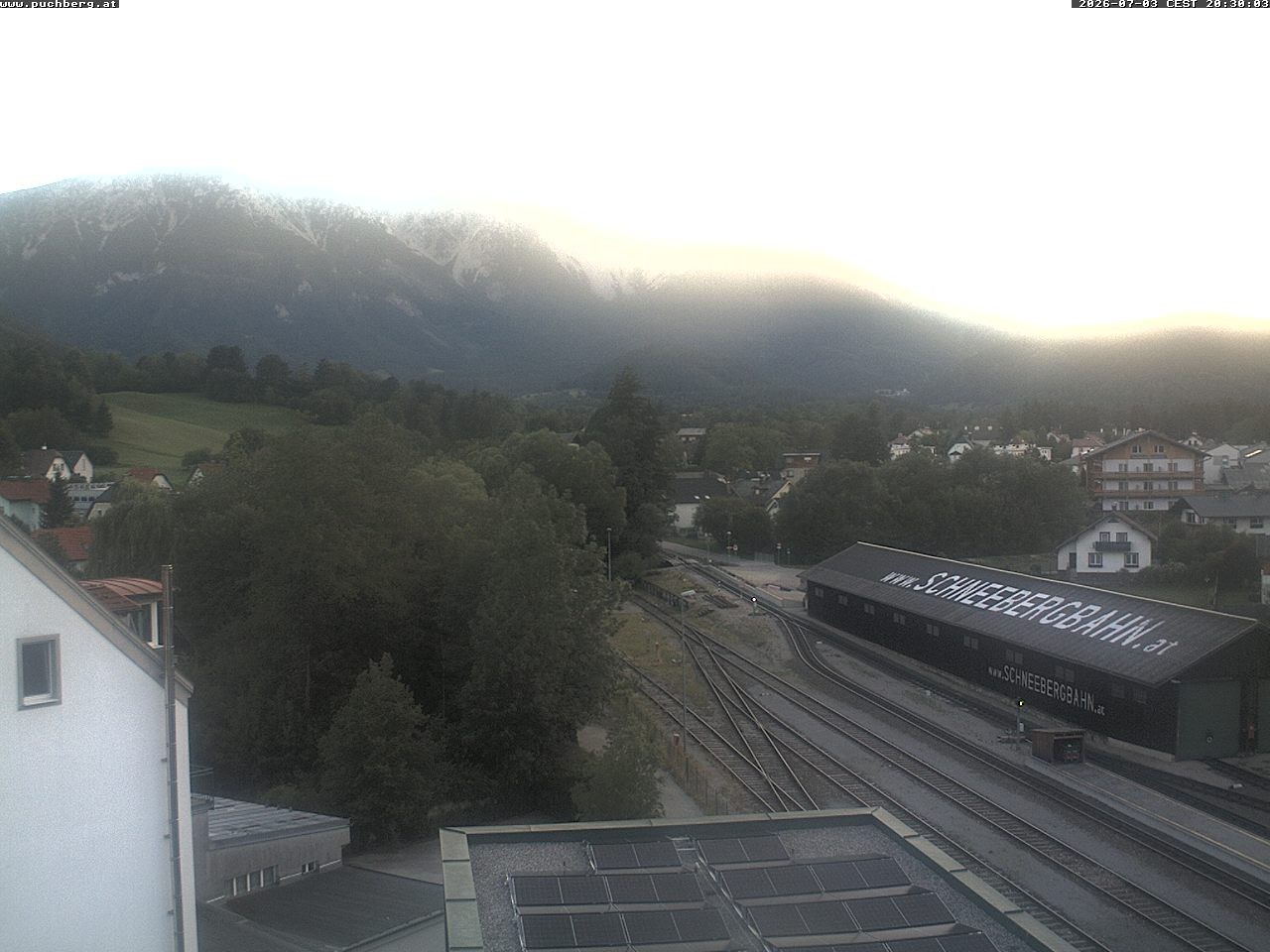 Archiv Foto Webcam Bahnhof in Puchberg am Schneeberg and Schneeberg Panorama