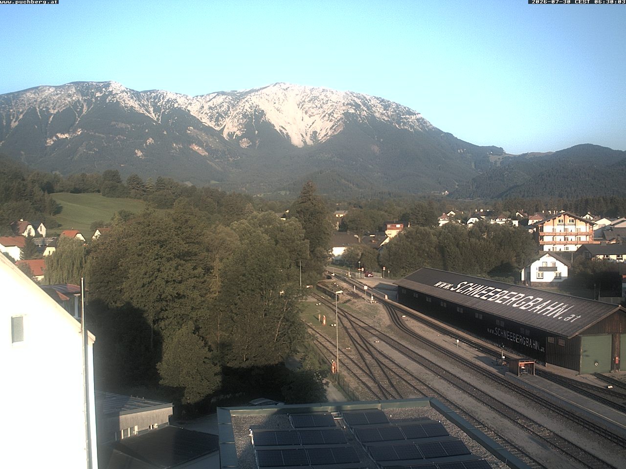 Archiv Foto Webcam Bahnhof in Puchberg am Schneeberg and Schneeberg Panorama