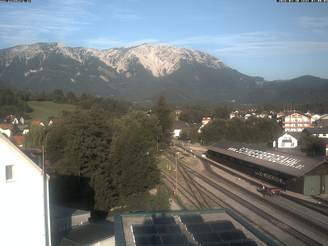 Archiv Foto Webcam Bahnhof in Puchberg am Schneeberg and Schneeberg Panorama