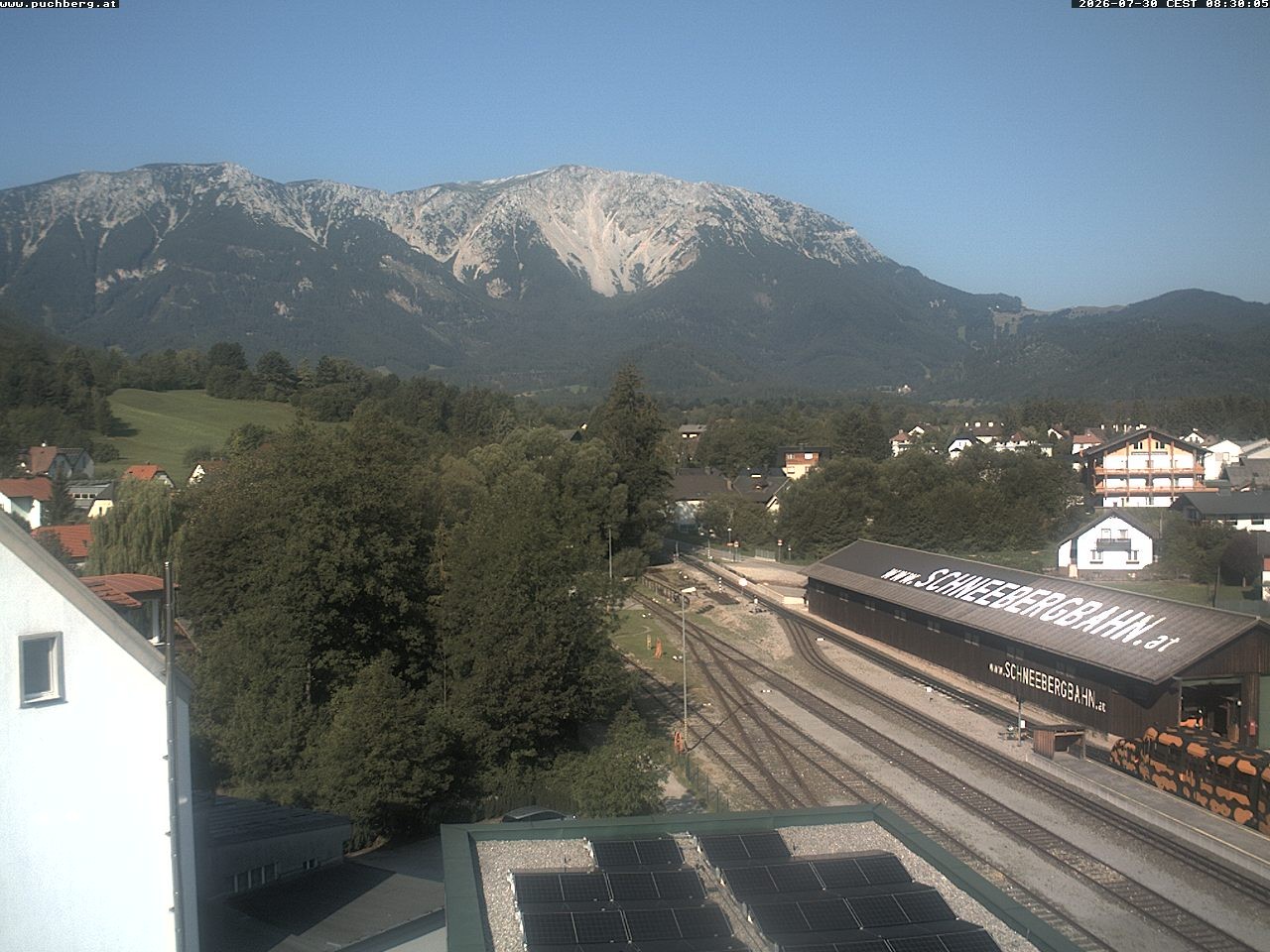 Archiv Foto Webcam Bahnhof in Puchberg am Schneeberg and Schneeberg Panorama