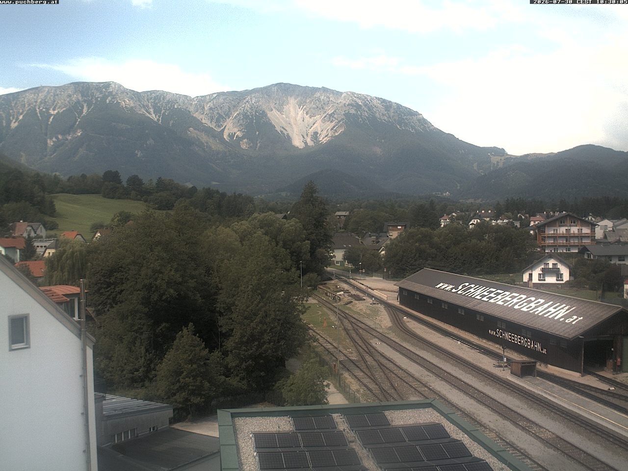 Archiv Foto Webcam Bahnhof in Puchberg am Schneeberg and Schneeberg Panorama