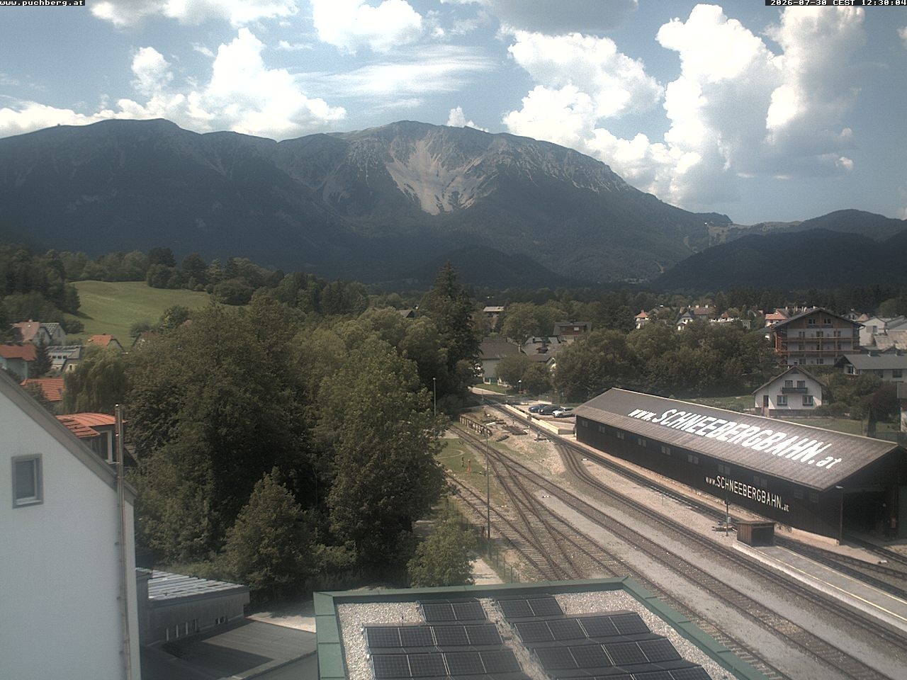 Archiv Foto Webcam Bahnhof in Puchberg am Schneeberg and Schneeberg Panorama