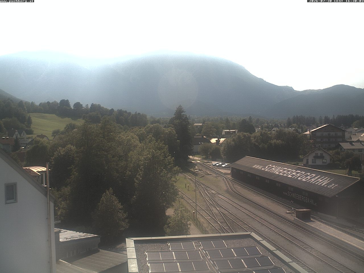 Archiv Foto Webcam Bahnhof in Puchberg am Schneeberg and Schneeberg Panorama