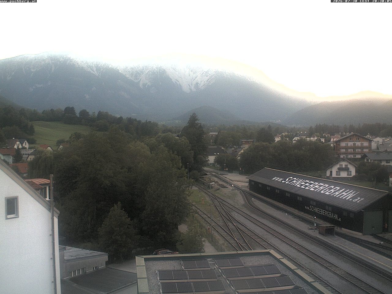 Archiv Foto Webcam Bahnhof in Puchberg am Schneeberg and Schneeberg Panorama