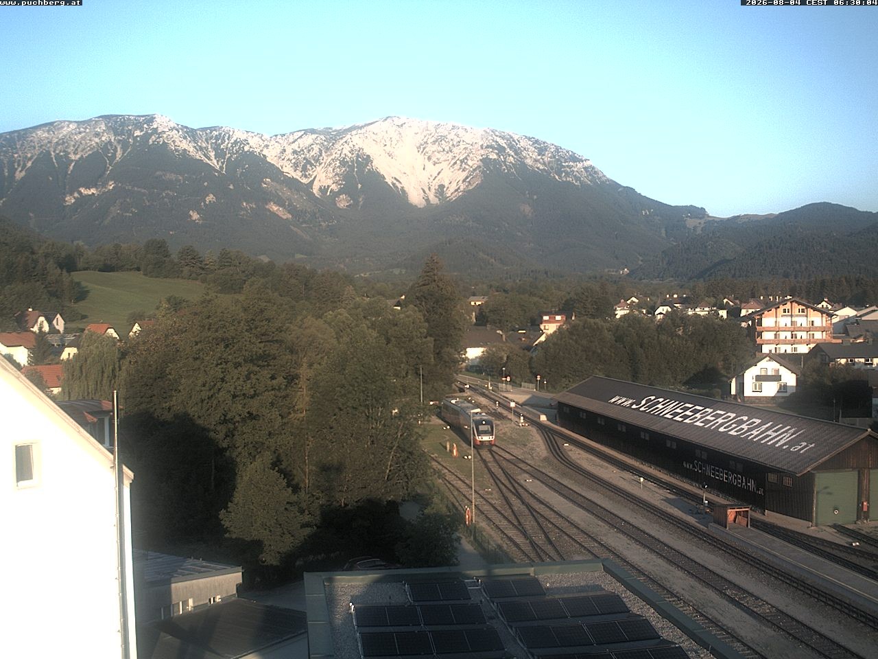 Archiv Foto Webcam Bahnhof in Puchberg am Schneeberg and Schneeberg Panorama