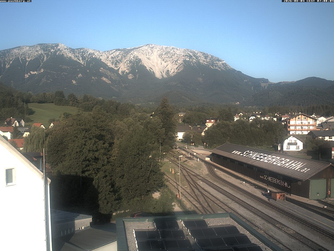 Archiv Foto Webcam Bahnhof in Puchberg am Schneeberg and Schneeberg Panorama