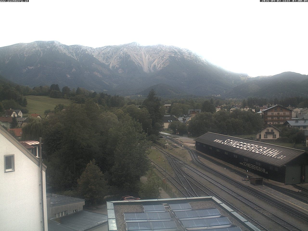Archiv Foto Webcam Bahnhof in Puchberg am Schneeberg and Schneeberg Panorama