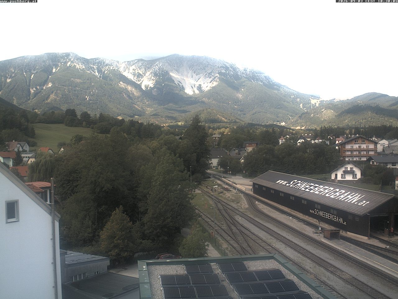 Archiv Foto Webcam Bahnhof in Puchberg am Schneeberg and Schneeberg Panorama